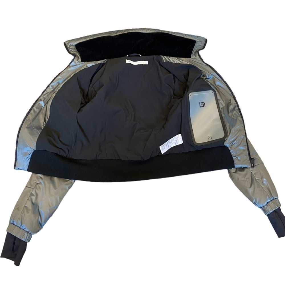 blanc noir Silver Puffer Jacket with Black Trim - Picture 9 of 15